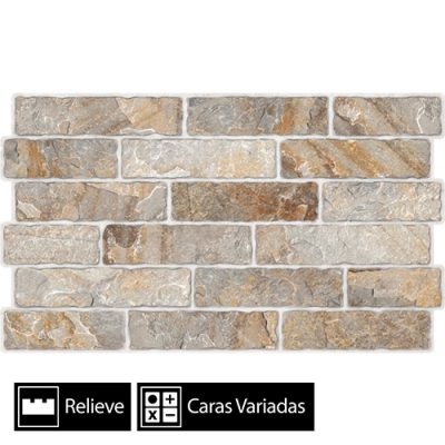 Cerámica Muro Fachaleta Brick Stone C54008 4Caras 34x58(1