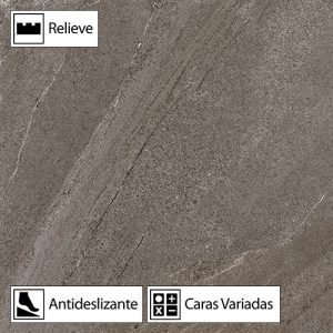 Porcelanato Piedra Kotel Titanium Antid.Rect. 6Caras 61x61(1