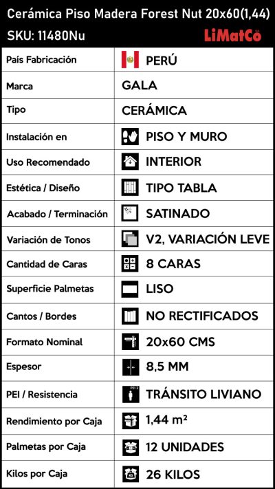 Cerámica Piso Madera Forest Nut 8Caras 20x60(1,44) - Imagen 12