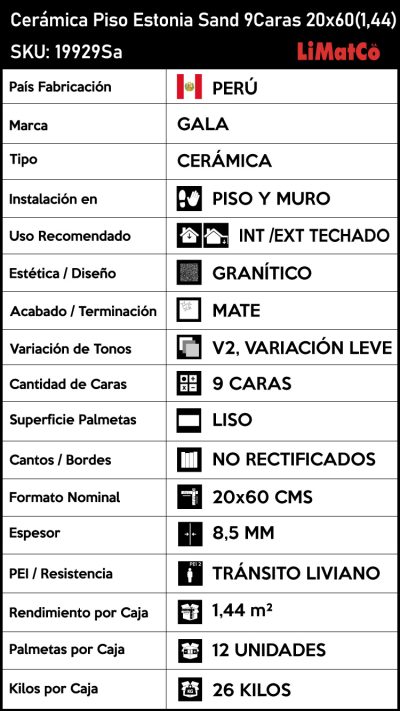 Cerámica Piso Estonia Sand 9Caras 20x60(1,44) - Imagen 13