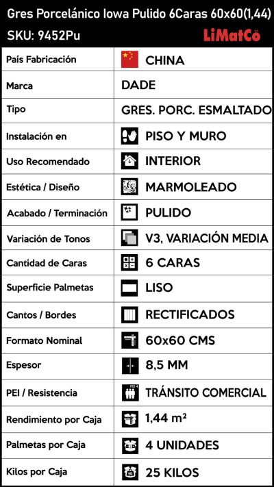 Gres Porcelánico Iowa Pulido 6Caras Rectificado 60x60(1,44) - Imagen 10